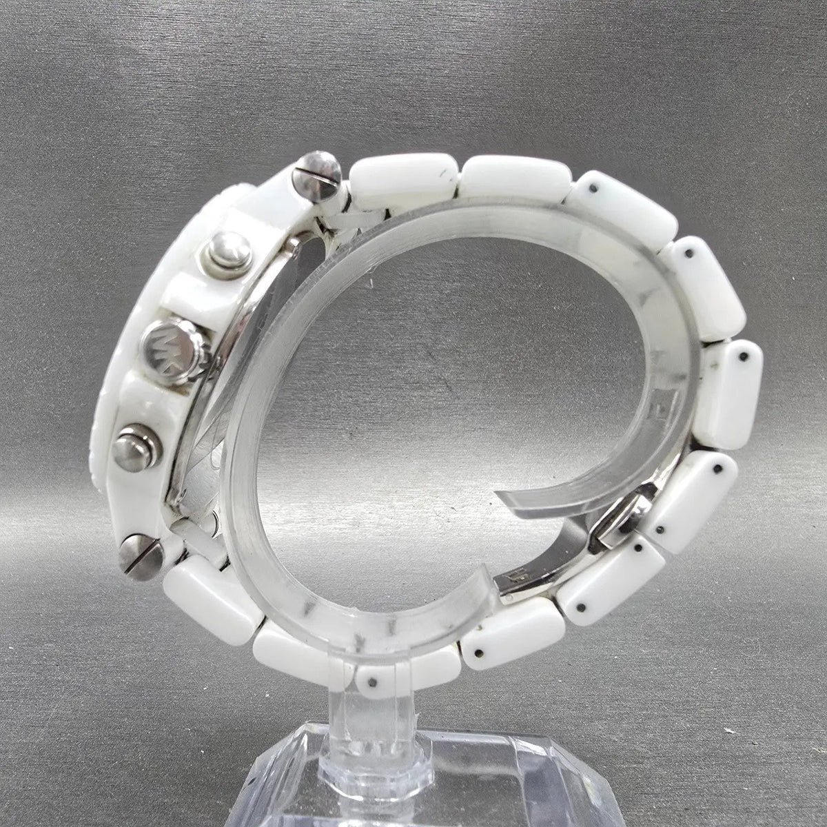 Michael Kors Dylan Watch Men 48mm White Dial White Ceramic Date MK8177 New Batt6