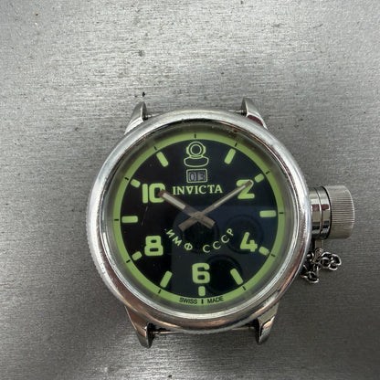 Invicta Russian Diver Watch Men 52mm Black & Green Dial Steel Date 4342 PARTS0
