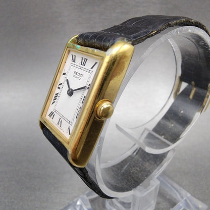 Seiko Tank Watch Women 19mm White Dial Gold Tone Rectangle 47003009 PARTS3