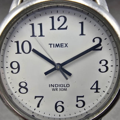 Timex Easy Reader Watch Men 35mm White Dial Silver Tone Round New Battery  HINK1