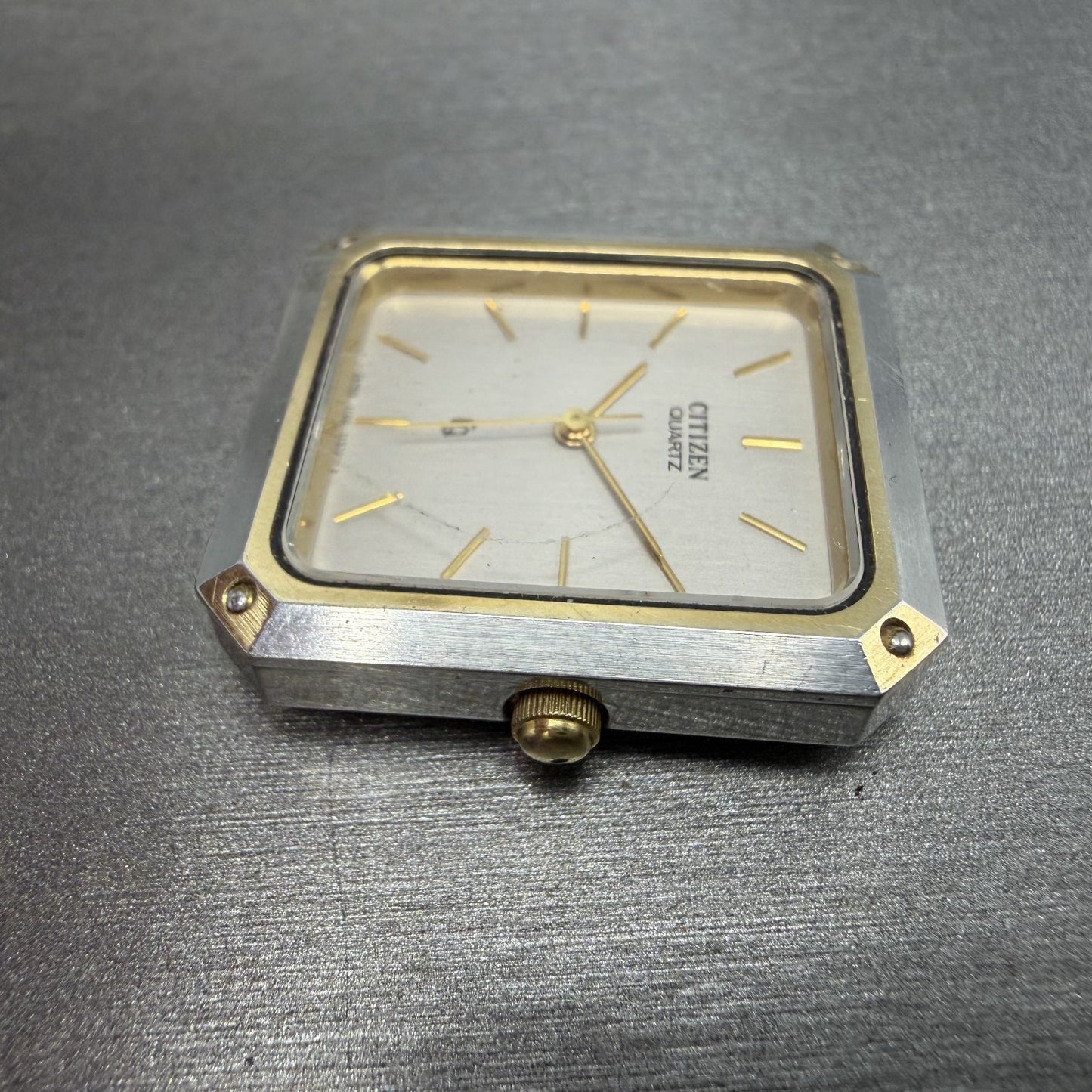 Citizen CQ Tank Watch Men 26mm Silver Dial Two Tone Rectangle 1100-108388 PARTS6