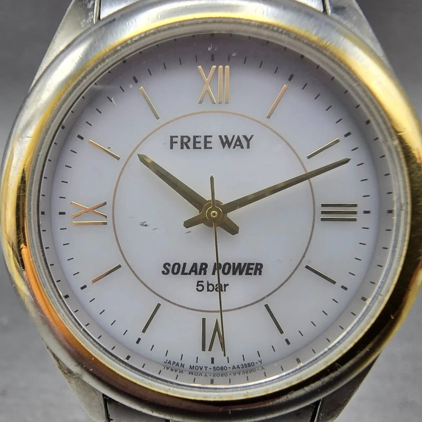 Citizen Free Way Solar Watch Men 35mm White Dial Two Tone 5080-A42365 NewBattery1