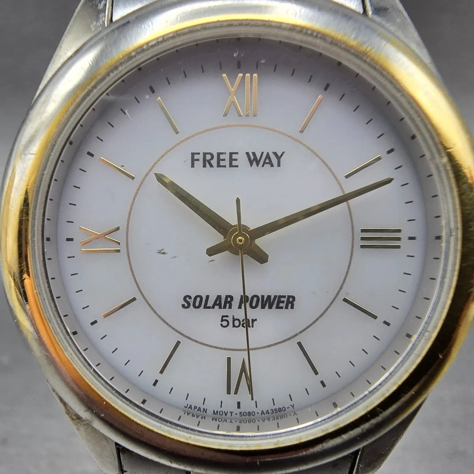 Citizen Free Way Solar Watch Men 35mm White Dial Two Tone 5080-A42365 NewBattery1