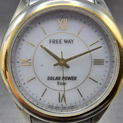 Citizen Free Way Solar Watch Men 35mm White Dial Two Tone 5080-A42365 NewBattery1