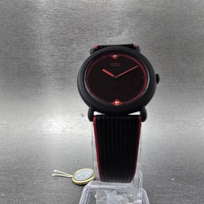 Seiko Watch Women 24mm Black Dial Black Tone Round 2c20-0409 New Battery NOS VTG5