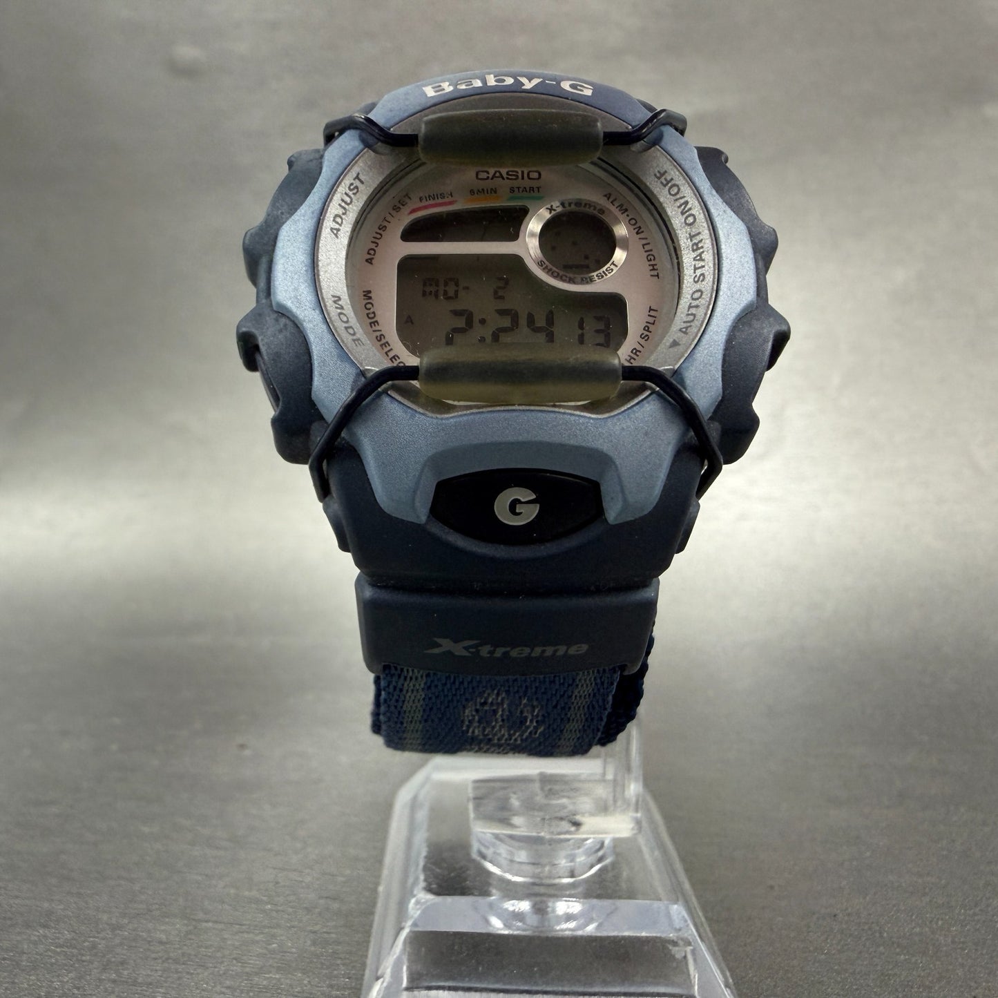 Casio baby G Watch Women 41mm Digital White Dial Blue Case Round BGX-141 New Bat5
