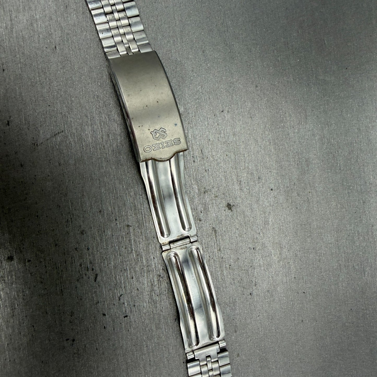 Seiko SQ Bracelet 20mm Stainless Steel Silver Tone Tri Folding Clasp VTG Japan15