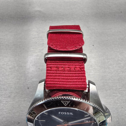 Fossil Retro Traveler Watch Men 46mm Blue Dial Silver Tone Date AM4476 New Batt4