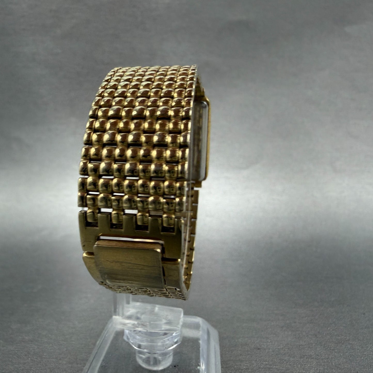 Citizen CQ Tank Watch Men 22mm Black Dial Gold Tone 2200-S12843 New Battery VTG7