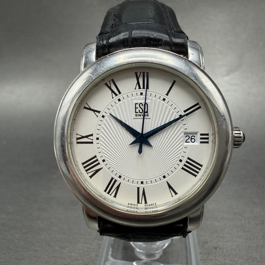 ESQ Watch Men 37mm White Dial Silver Tone Date Round E5349 PARTS0