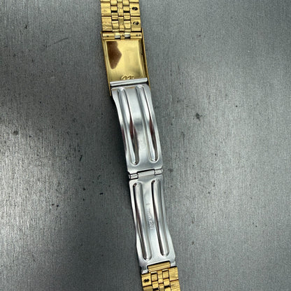 Seiko SQ Bracelet 20mm Stainless Steel Gold Tone Tri Folding Clasp VTG Japan GF313