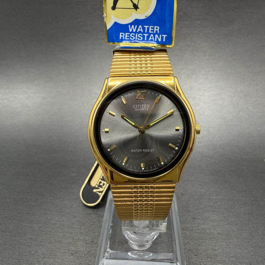 Citizen Watch Unisex 30mm Gray Dial Gold Tone Round 5530-K06401 New Battery NOS0