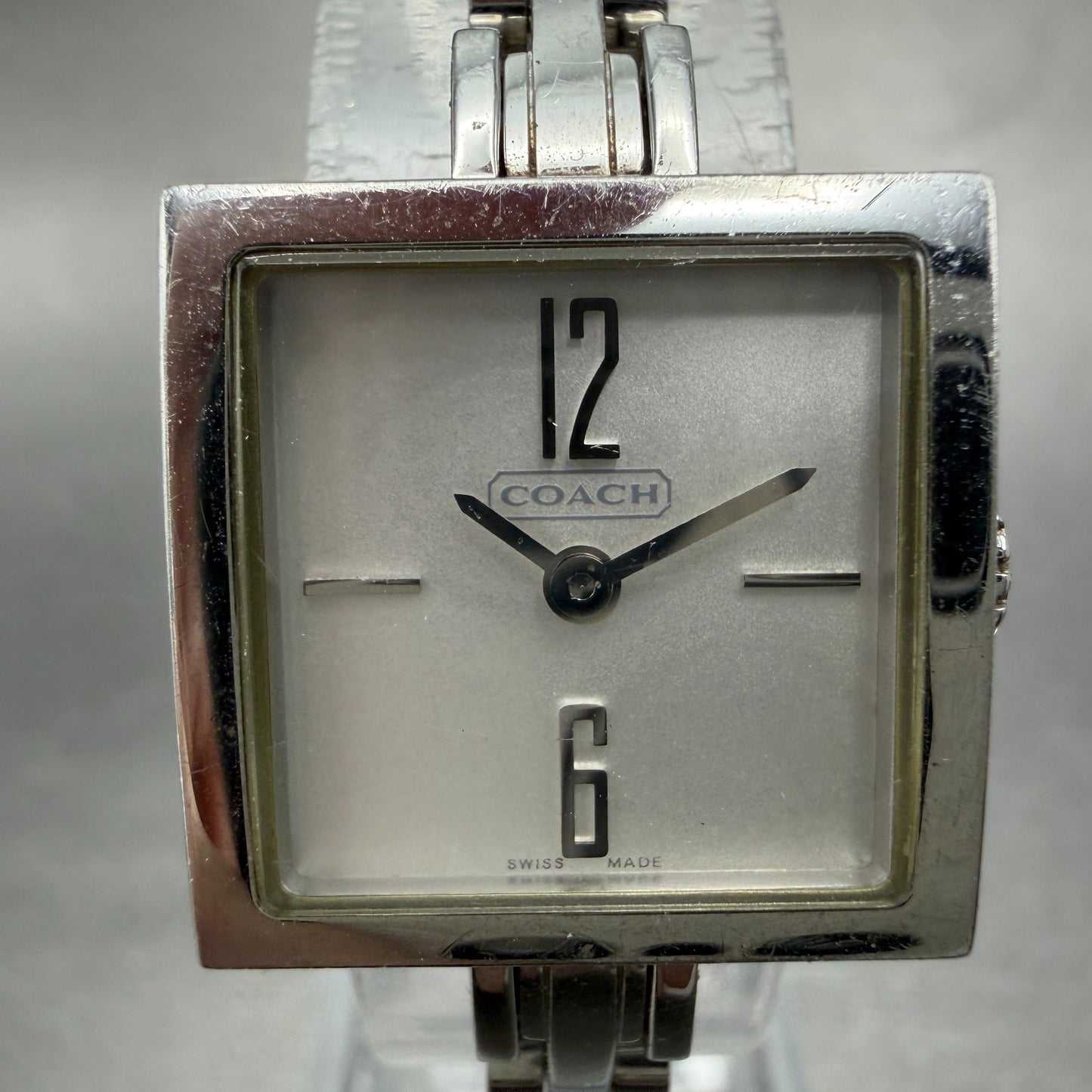 Coach Watch Women 20mm Silver Dial Steel Square Bracelet New Battery1