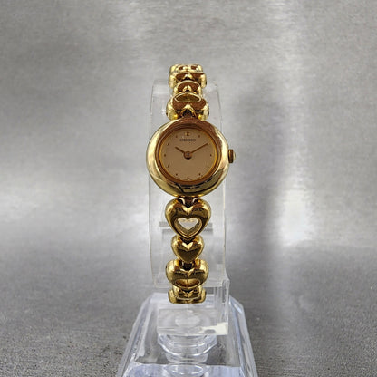 Seiko Heart Watch Women 16mm Champagne Dial Gold Tone 1e200d30 New Battery5