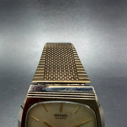 Seiko Dolce Watch Men 30mm Champagne Dial Gold Tone 5931-5450 New Battery ABCD4