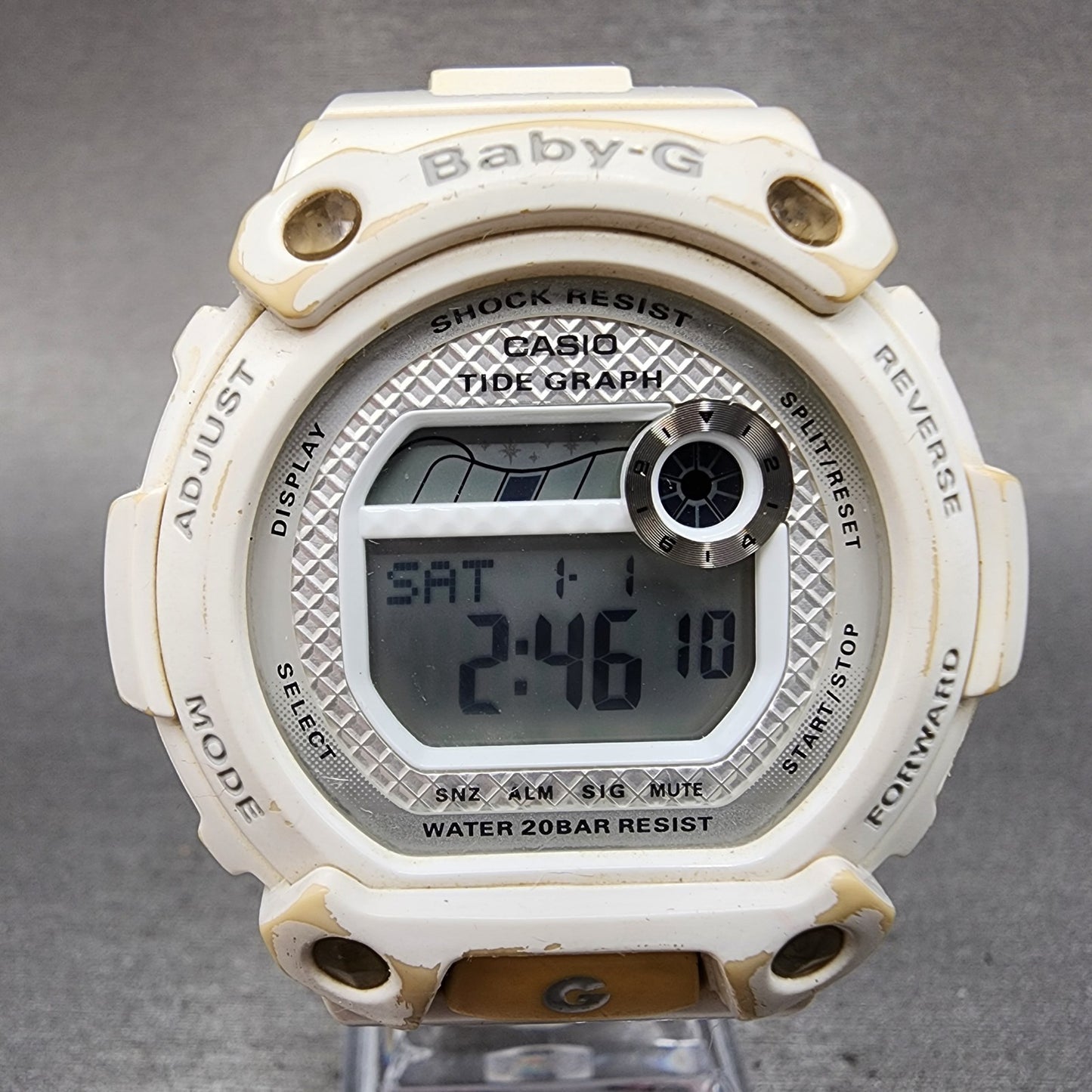 Casio BabyG Watch Women 43mm White Dial White Case Round BLX100 New Battery B!1