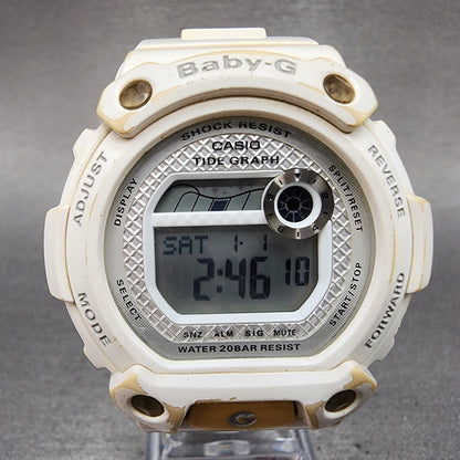 Casio BabyG Watch Women 43mm White Dial White Case Round BLX100 New Battery B!1