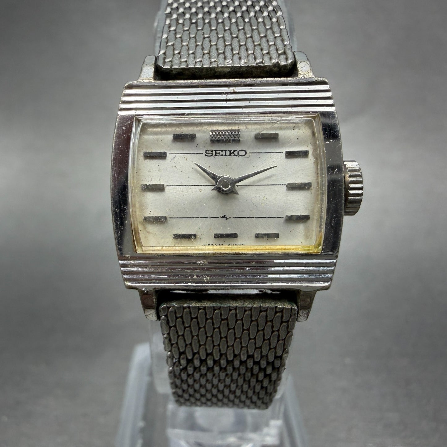 Seiko Watch Women 20mm Silver Dial Silver Tone Manual Rectangle 10-3700 Runs VTG0