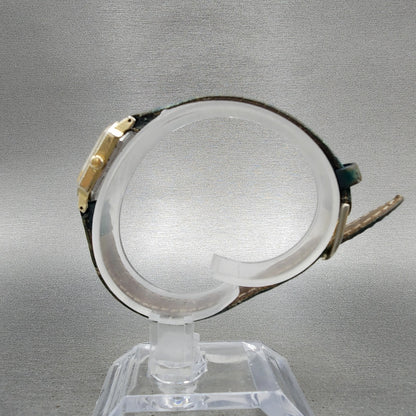 Seiko Watch Women 18mm Blue Dial Gold Tone Octagon 2C215090 New Battery VTG5
