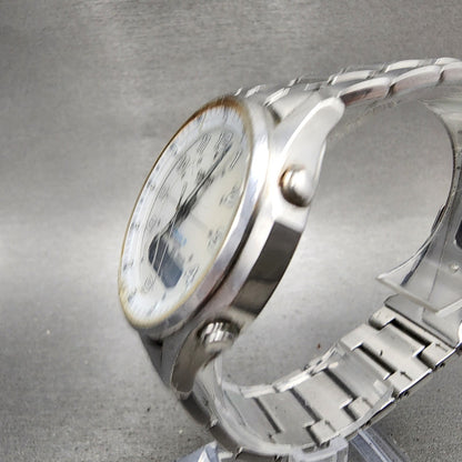 Casio Lineage Watch Men 40mm White Dial Silver Tone Analog Digital Solar Runs2