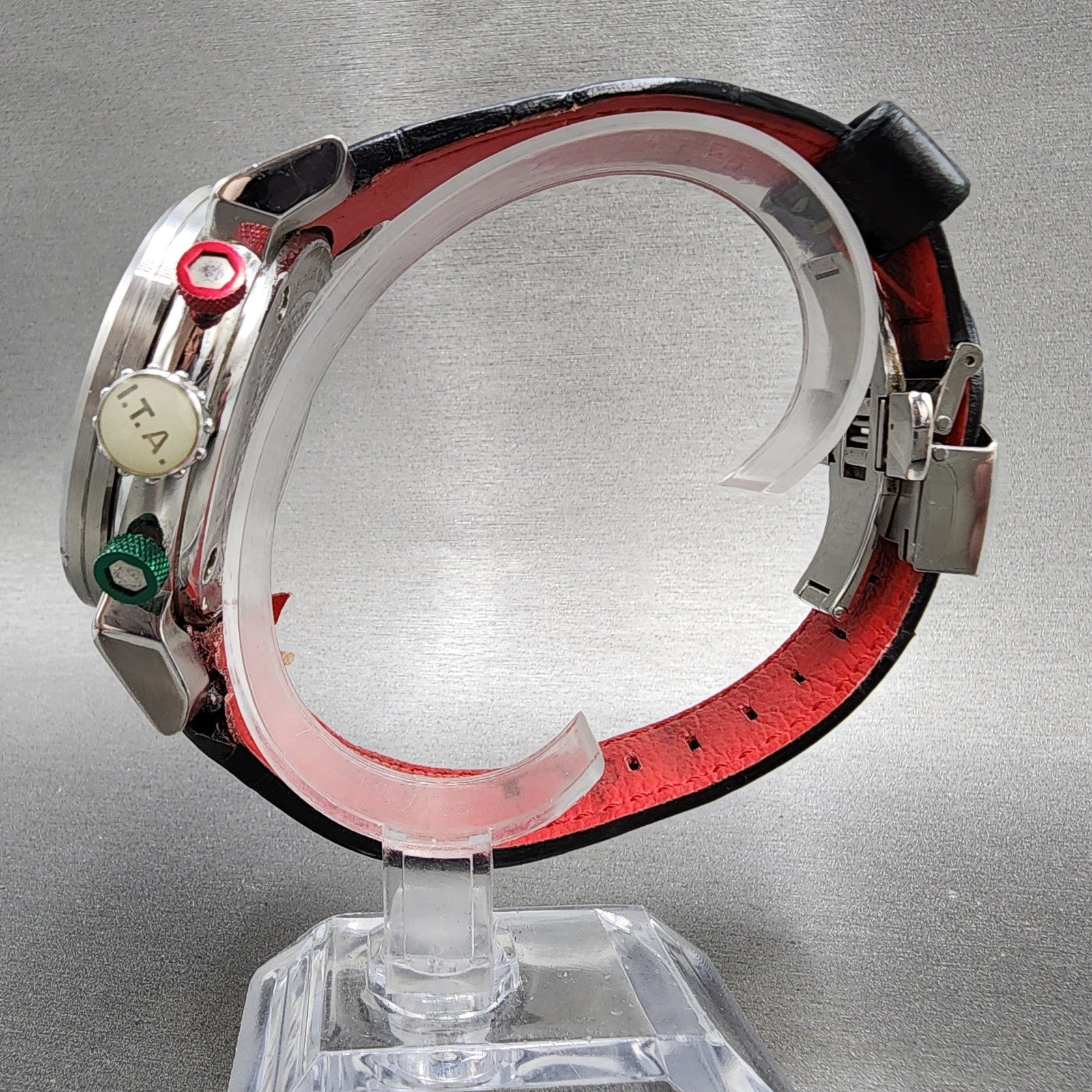 ITA Orologio B.Compax 2.0 Watch Men 47mm Black Dial Silver Tone Chrono New Batt7