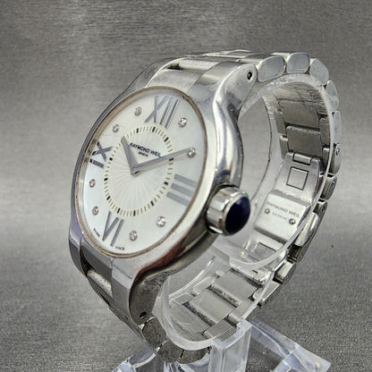 Raymond Weil Noemia Watch Women 32mm MOP Dial Steel Diamond Marker 5932 New Batt2