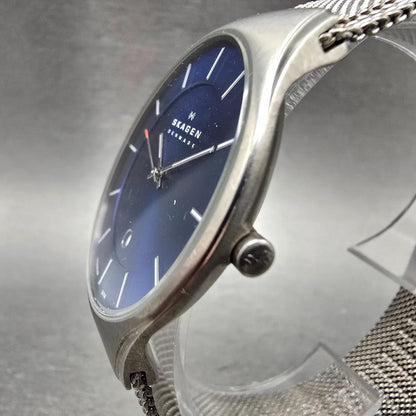 Skagen Watch Men 39mm Blue Dial Silver Tone Date Round 956XLTTM PARTS3