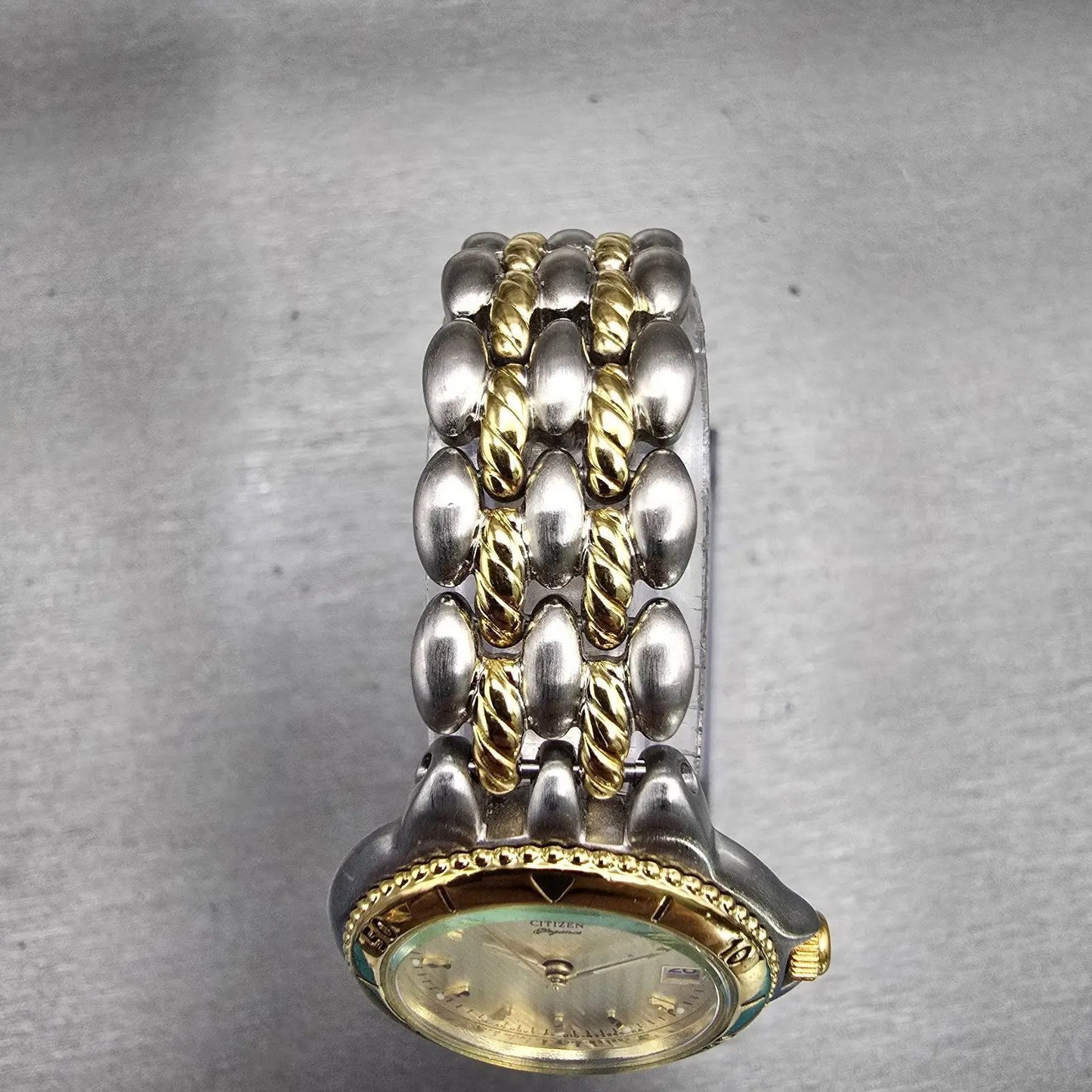 Citizen Elegance Watch Women 26mm Gold Dial Two Tone Date 6010-S45491 New Batt4