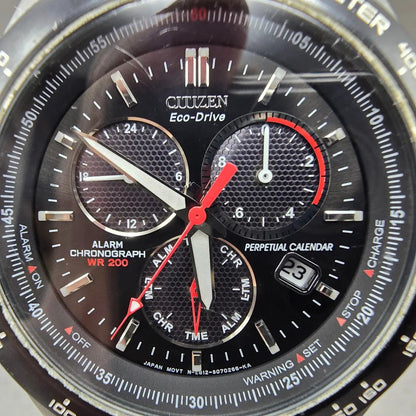 Citizen Eco-Drive Chronograph Watch Men 45mm Black Dial Steel Date Round Works1