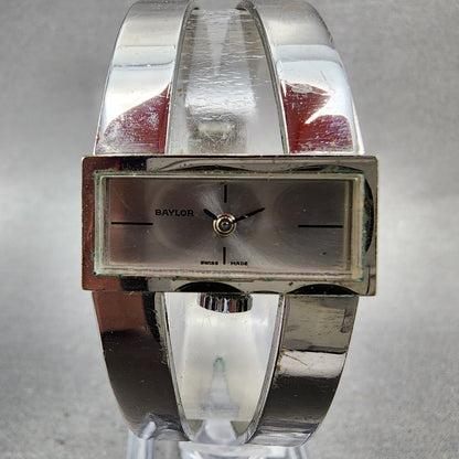 Baylor Watch Women 24mm Silver Dial Silver Tone Rectangle Manual Wind bangle1