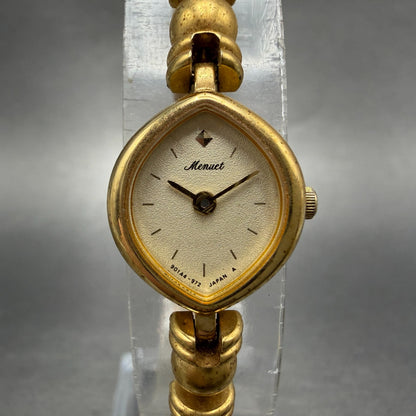 Casio Menuet Watch Women 16mm Champagne Dial Gold Tone Oval LGQ-204 New Battery0