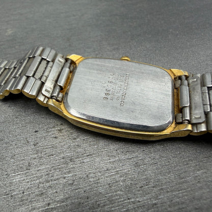 Citizen CQ Tank Watch Men 26mm Black Dial Gold Tone Rectangle 6030-S60244 PARTS14