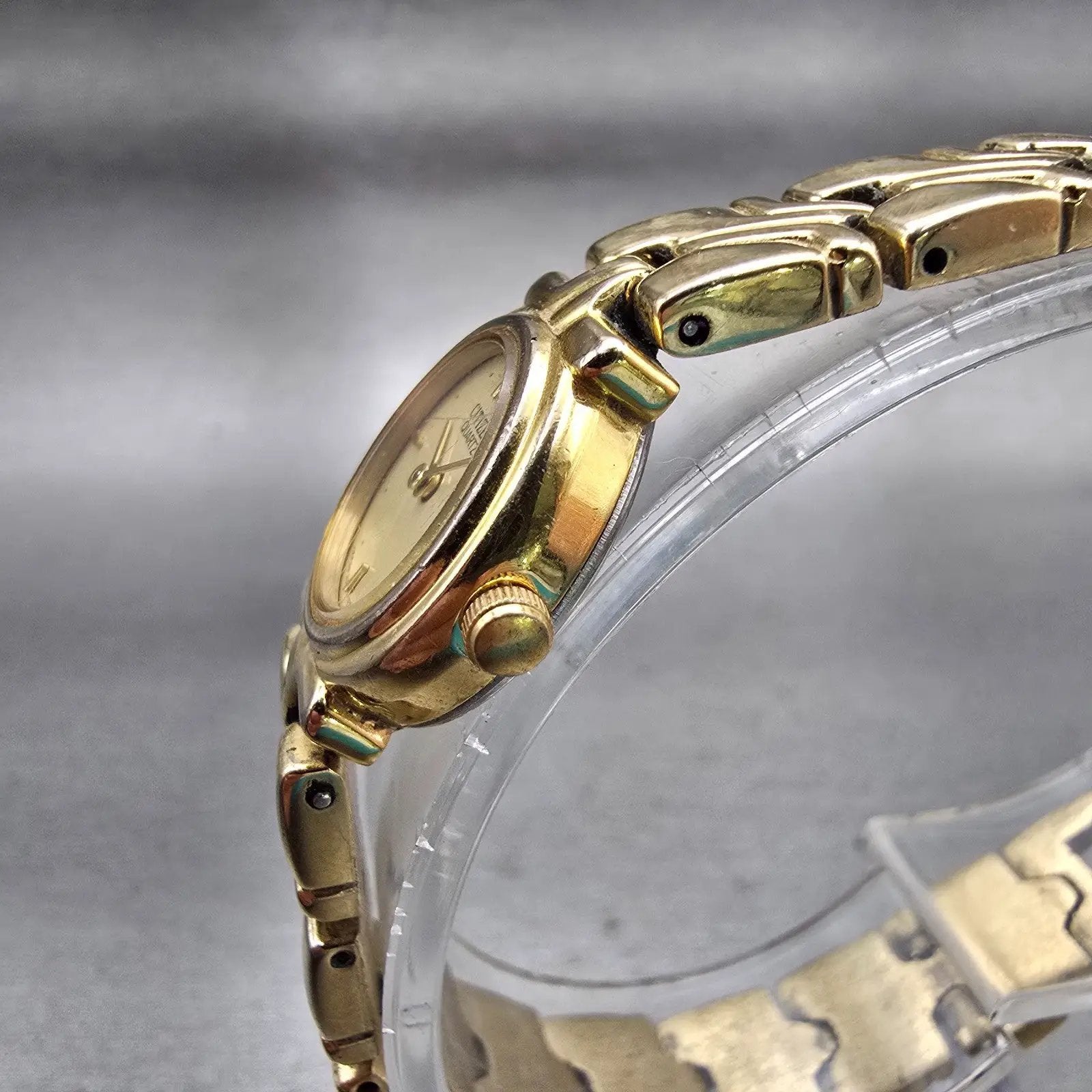 Citizen Watch Women 18mm Champagne Dial Gold Tone Round 3220-326113 New Battery2