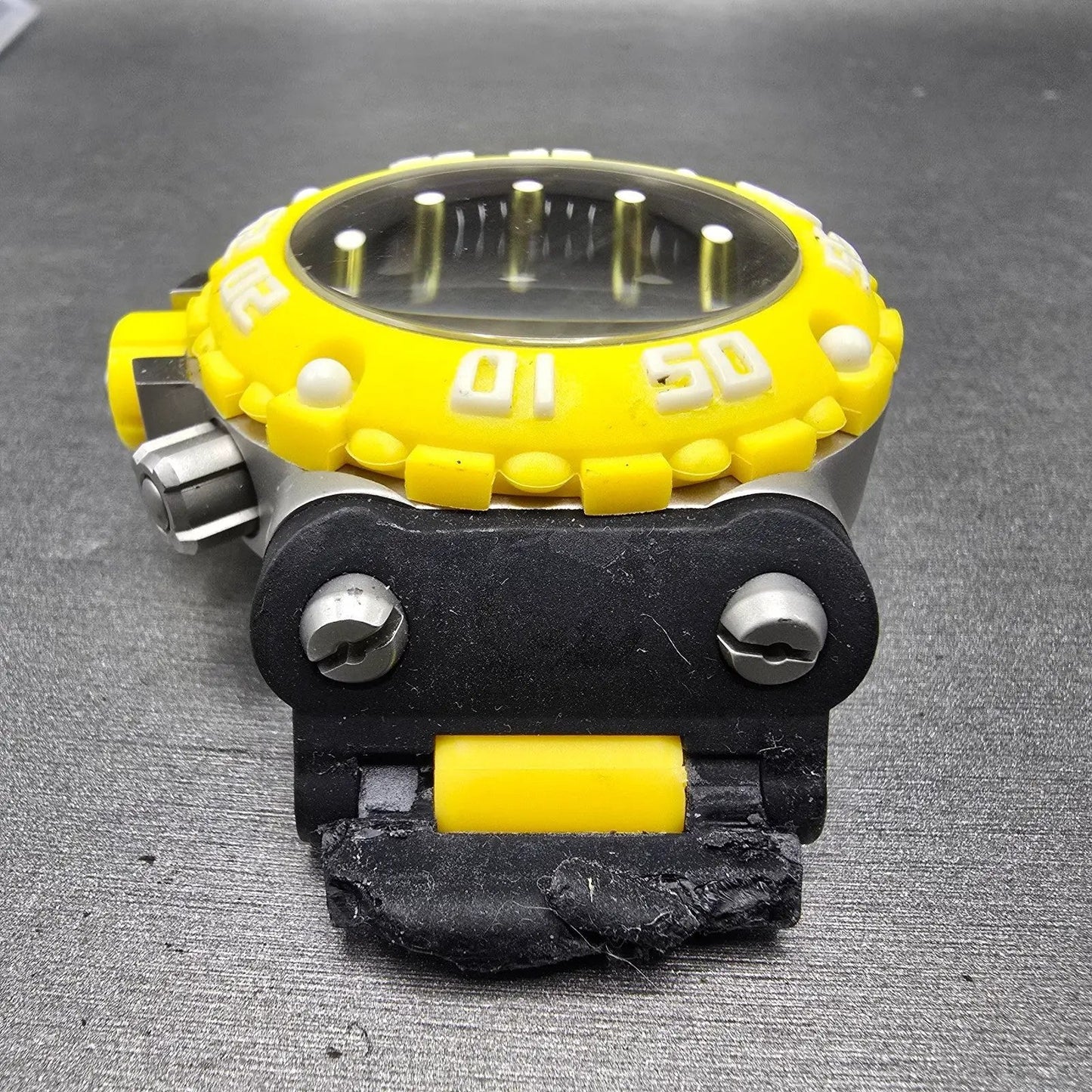 Invicta Chronograph Dive Watch Men 50mm Black Dial Steel Yellow 10038 NewBatt JK5
