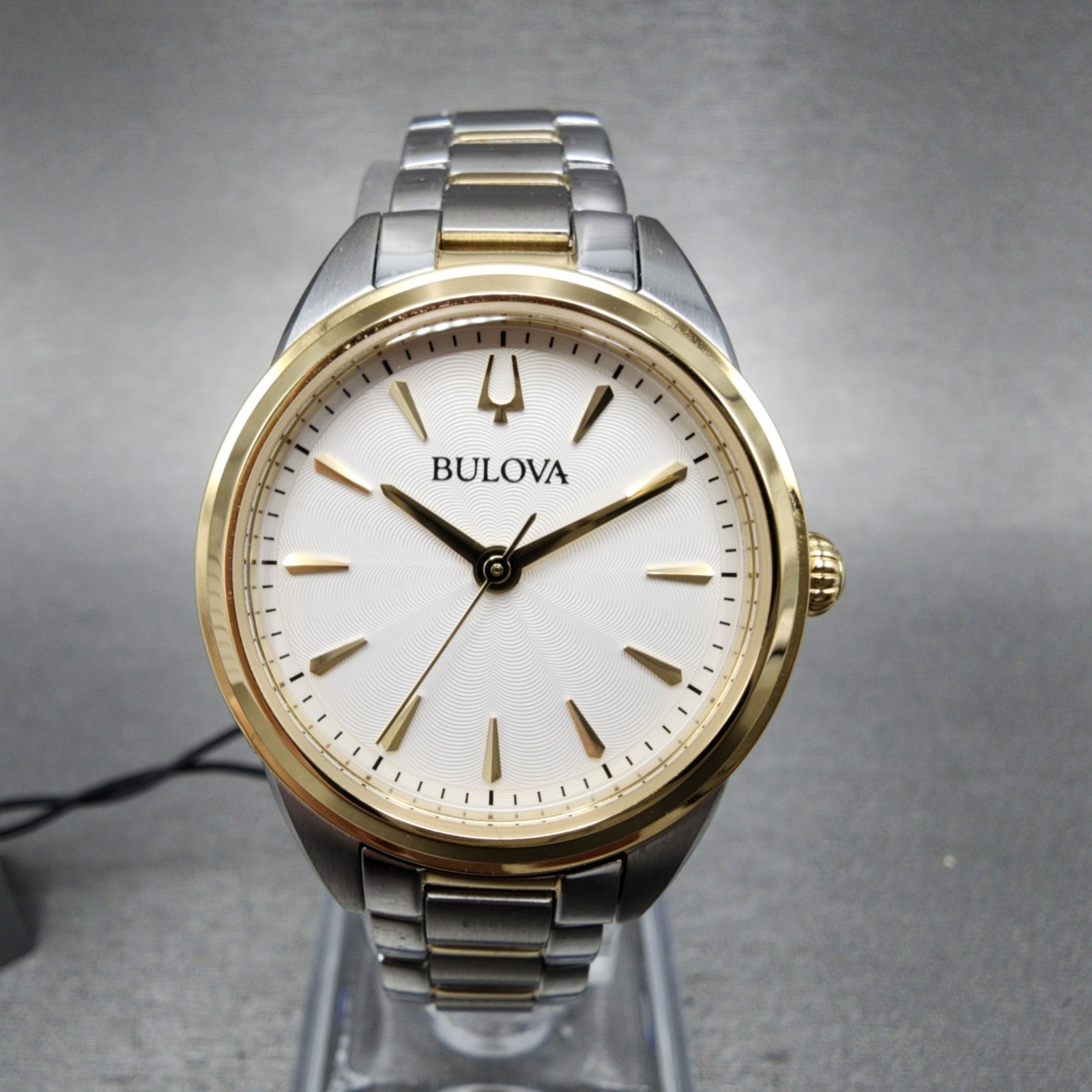 Bulova Sutton Watch Women 28mm White Dial Two Tone Round 98L277 New Battery0