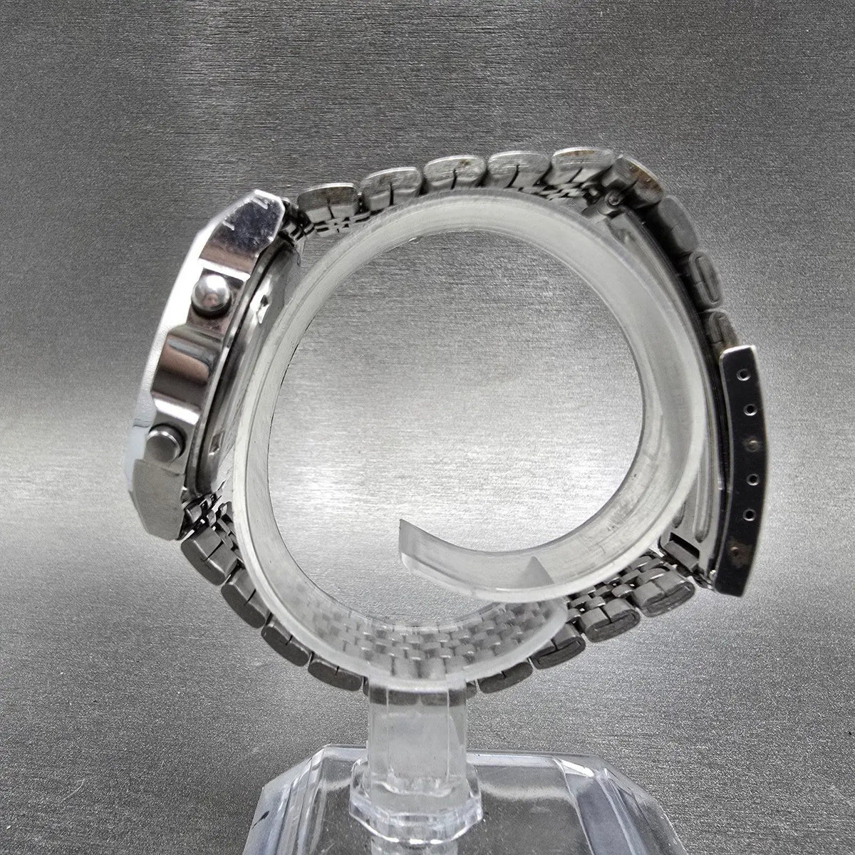 Alba Digital Watch Men 33mm Silver Alarm Chronograph Y749-5140 VTG Seiko PARTS7