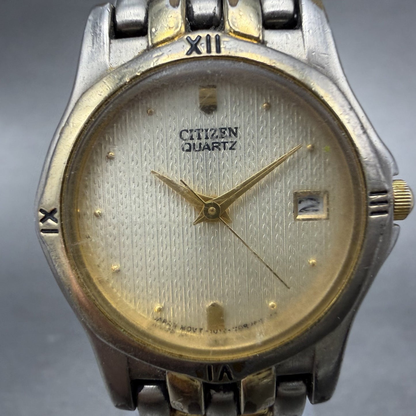 Citizen Watch Women 26mm Champagne Dial Two Tone Date Round 1012-S73265 New Batt1