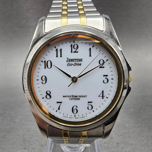 Citizen Eco-Drive Junction Watch Men 36mm White Dial Two Tone Round Runs0