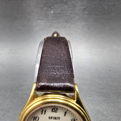 Seiko Spirit Watch Women 24mm Cream Dial Gold Tone Round 4N21-0540 New BattD4