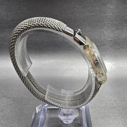 Swatch Fatal Thread Watch Women 25mm Silver Dial Clear Case LK182 New Battery8