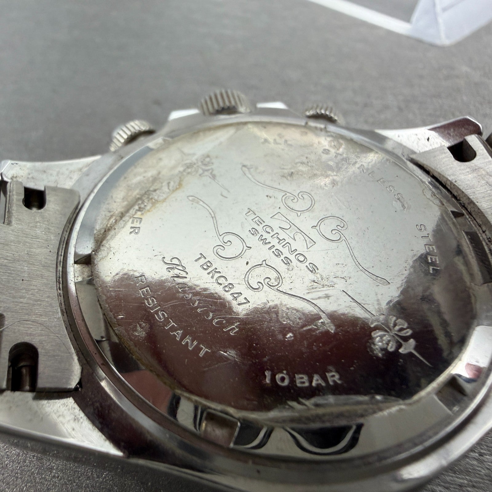 Technos Chronograph Watch Men 41mm White Dial Silver Tone Round TBKC847 New Batt9