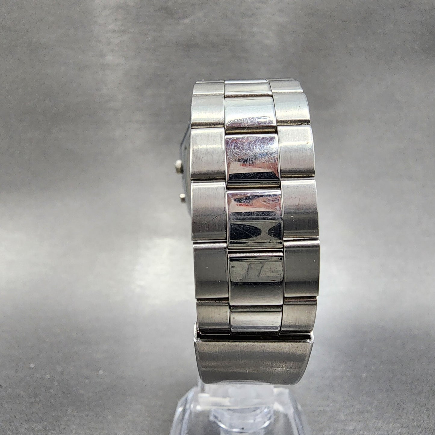 Citizen Analog Digital Watch Men 32mm Silver Dial Silver Tone Rectangle New Batt