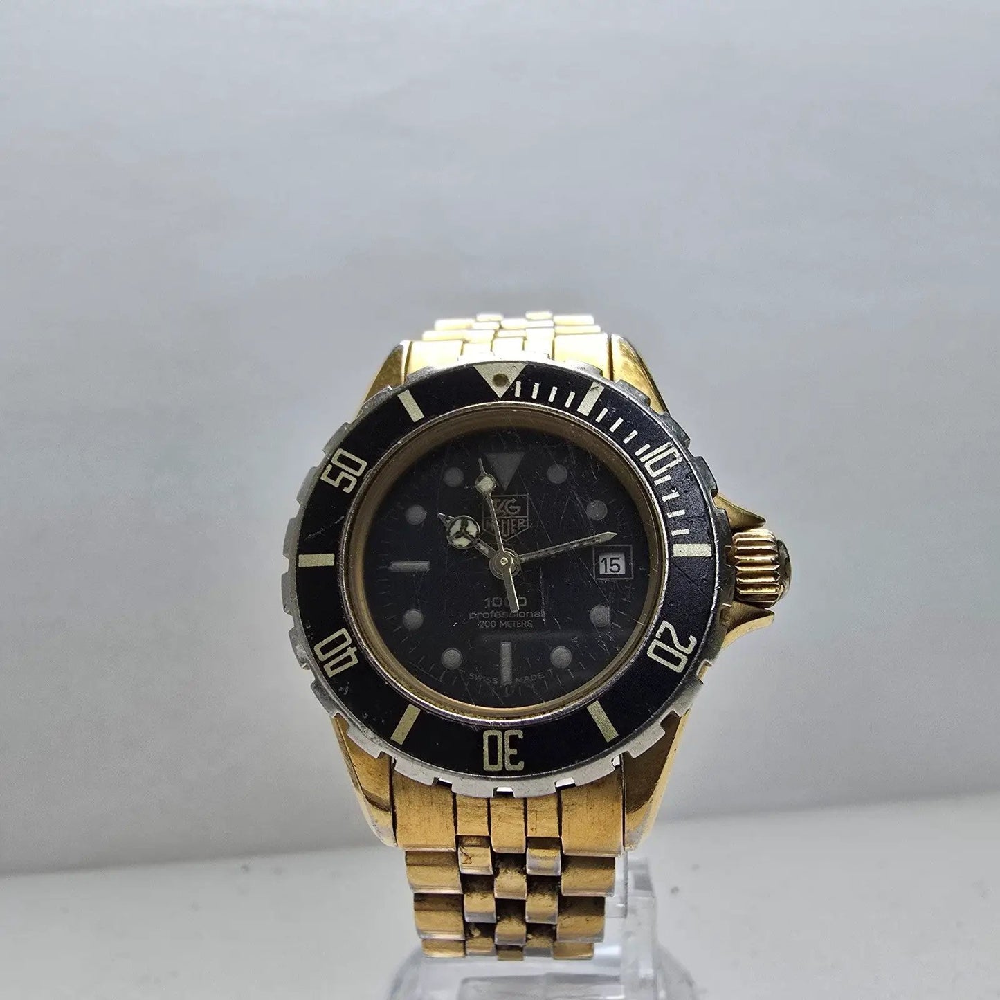 Tag Heuer Professional 1000 Dive Watch Women 28mm Black Dial Gold Date New Batt5