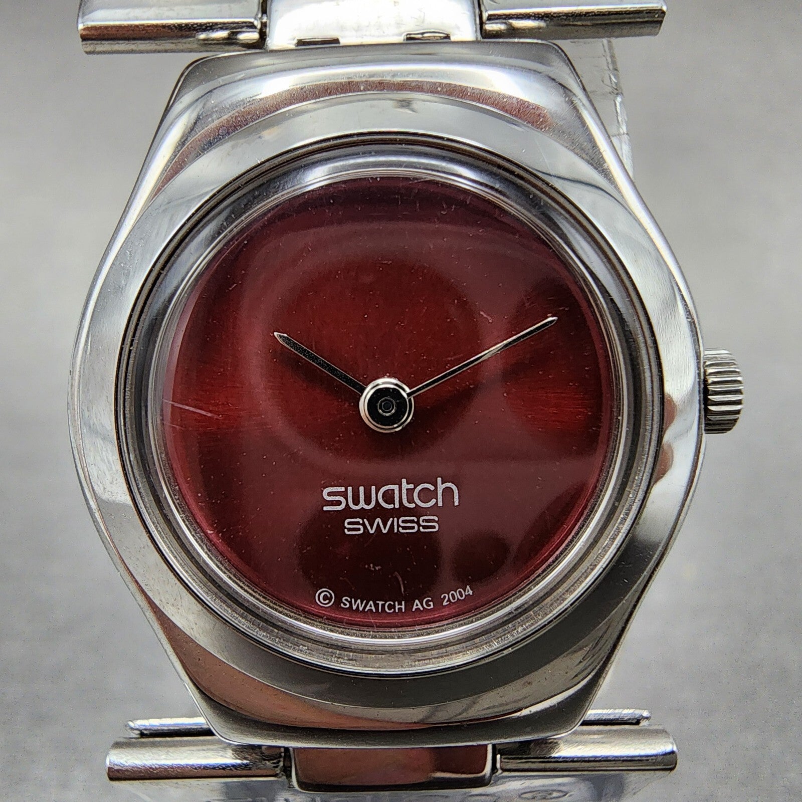 Swatch Irony Passion Watch Women 25mm Red Dial Steel Round YSS190H New Battery1