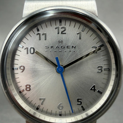 Skagen Watch Women 26mm Silver Dial Steel Round SKW2188 Leather Band New Battery2