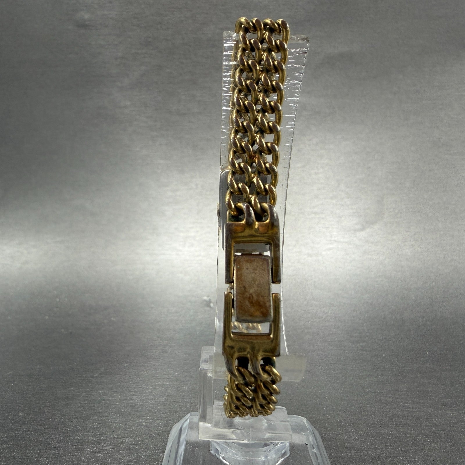 Seiko Lassale Tank Watch Women 12mm Champagne Dial Gold Tone 1320-5259 New Batt8