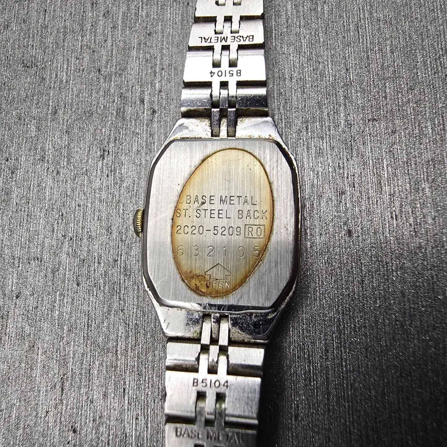 Seiko Watch Women 16mm Silver Dial Two Tone Rectangle 2C20-5209 New Battery10