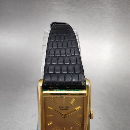 Seiko Tank Watch Women 18mm Gold Dial Gold Tone Rectangle 14005039 New Battery4