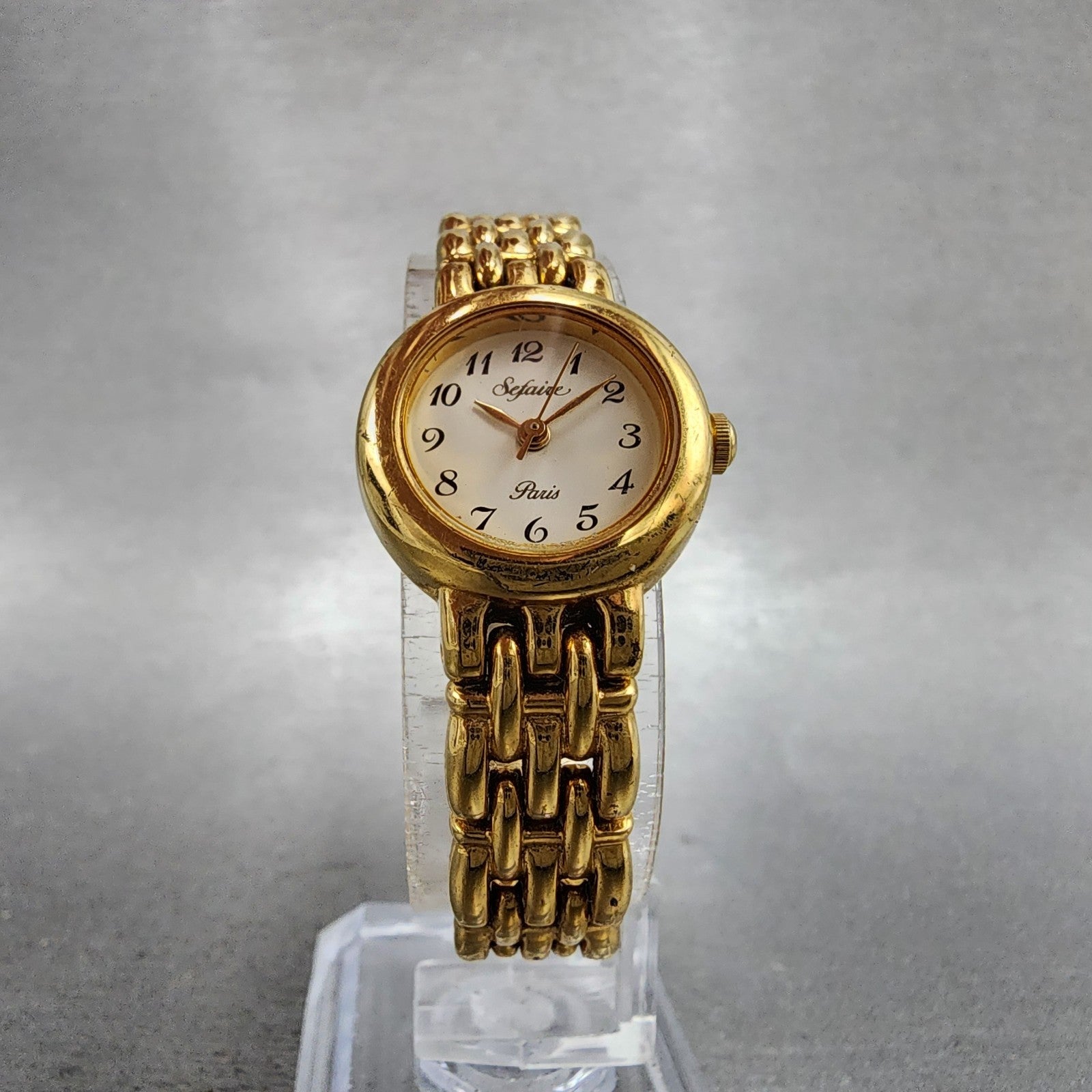 Seiko ALBA Sefaire Watch Women 20mm White Dial Gold Tone Round New Battery5