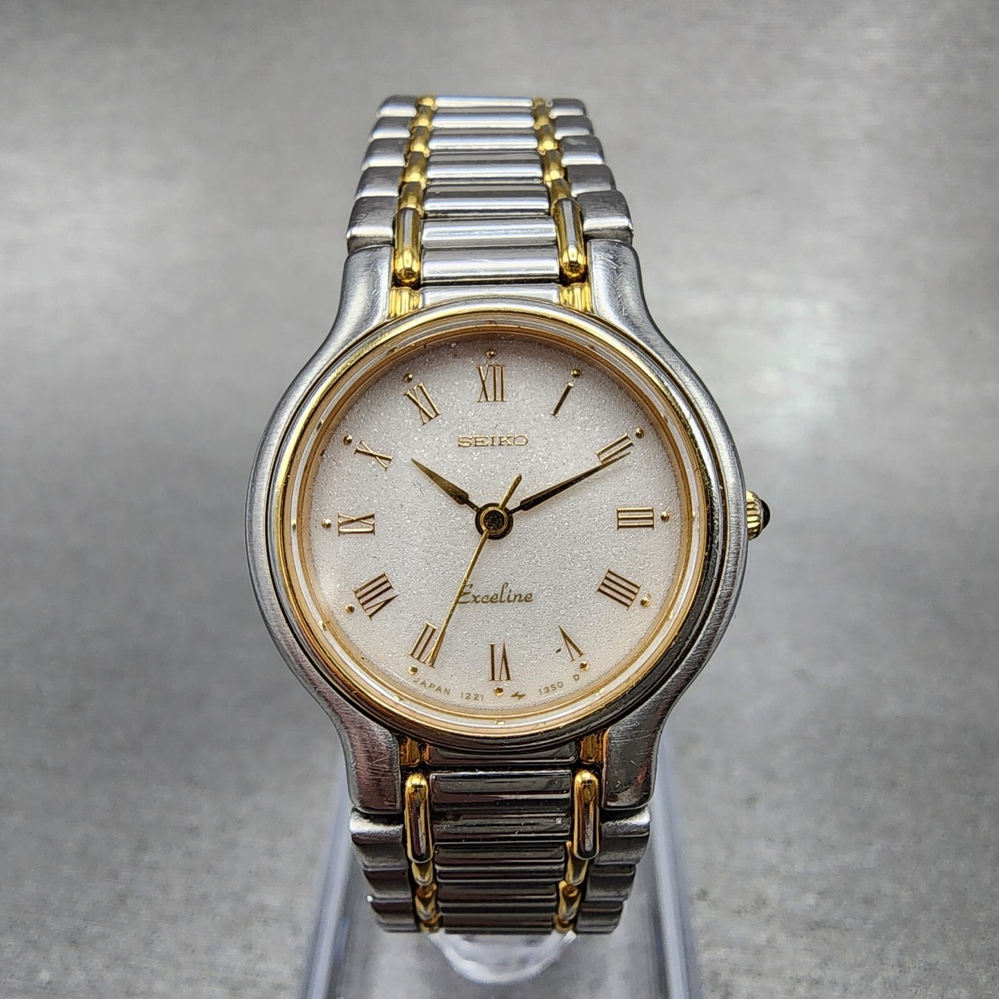 Seiko Exceline Watch Women 23mm White Dial Two Tone 12210190 New Battery0
